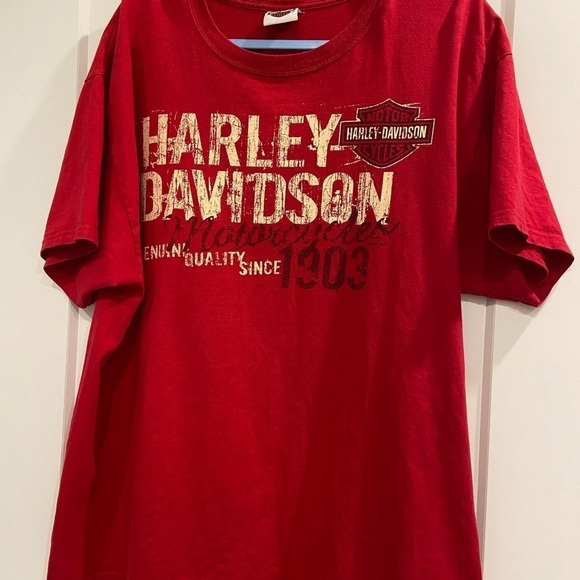 Red Harley Davidson Tee Shirt Size X-Large - Picture 3 of 10